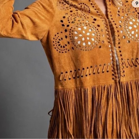 New Boutique Fabulous Faux Suede Fringe Detailed Lightweight Jacket - Picture 7 of 7